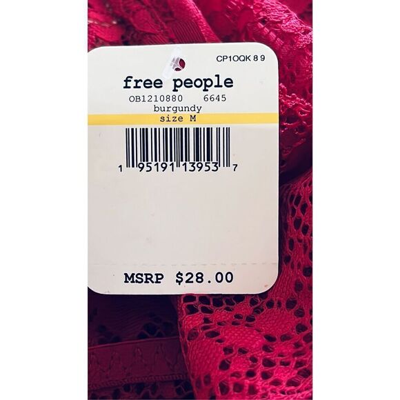 Intimately Free People Women's M Strapless Lace Bandeau Bralette Burgundy Red - Picture 6 of 12